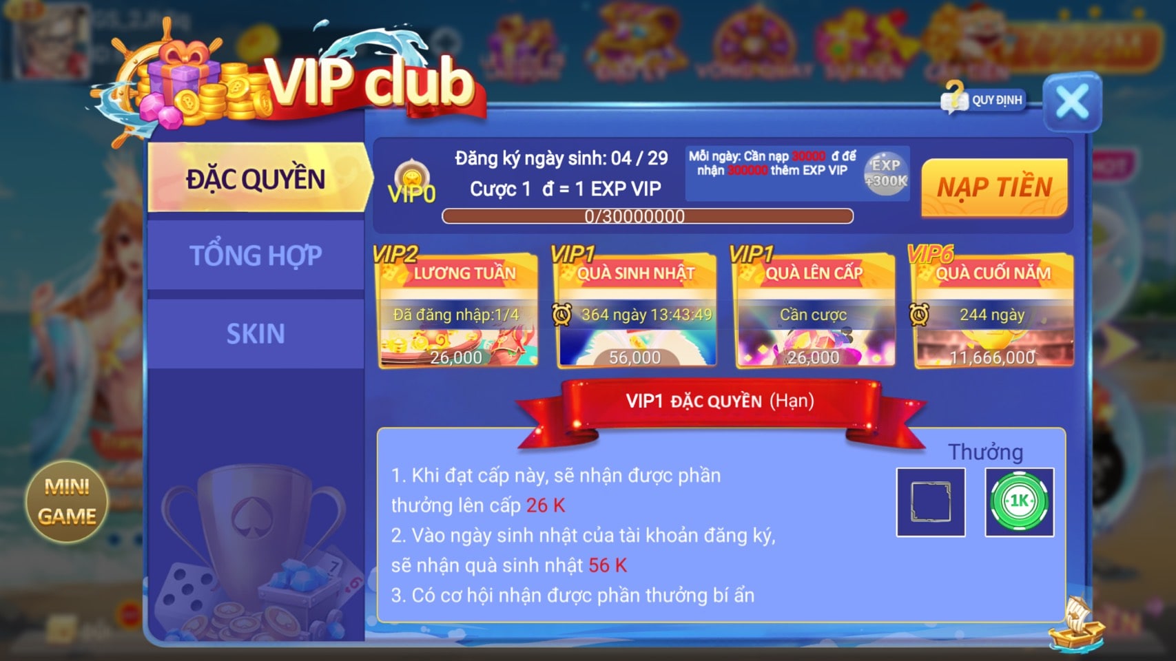 Sự kiện Vip Club 98win